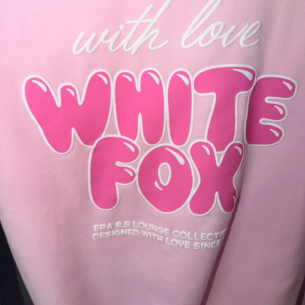 SOLD 233. White Fox With Love Always Oversized Hoodie Baby Pink - Picture 5 of 7
